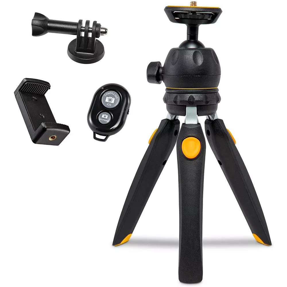 2‑in‑1 Compact Camera Tripod Monopod with Bluetooth Remote & 360° Ball Head