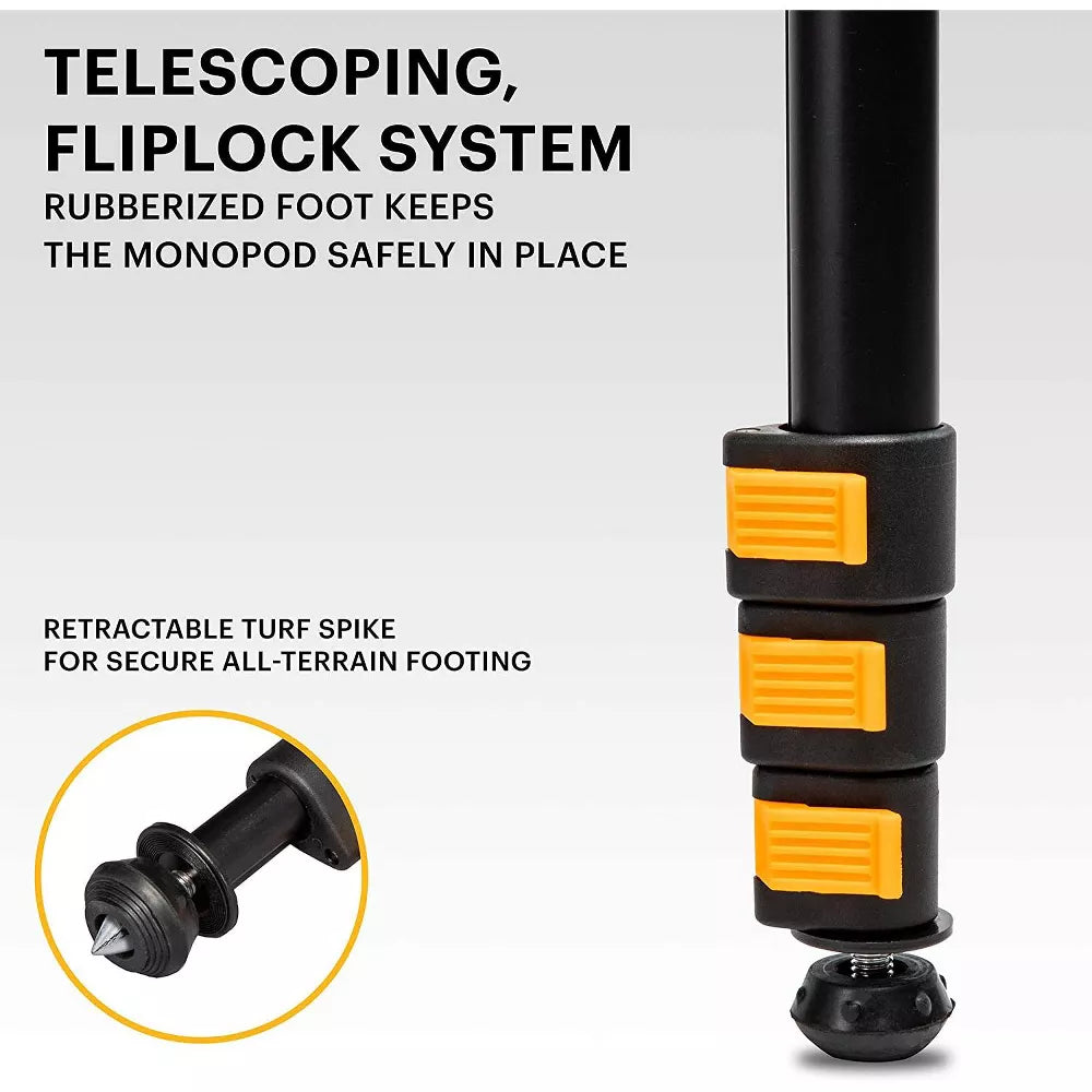 Telescoping Aluminum Camera Monopod with Multi‑Surface Stabilizing Foot