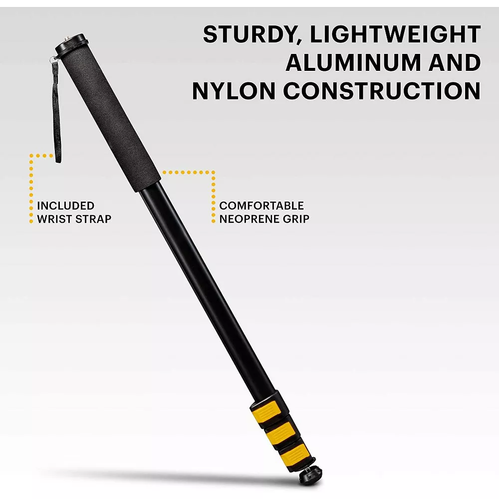Telescoping Aluminum Camera Monopod with Multi‑Surface Stabilizing Foot