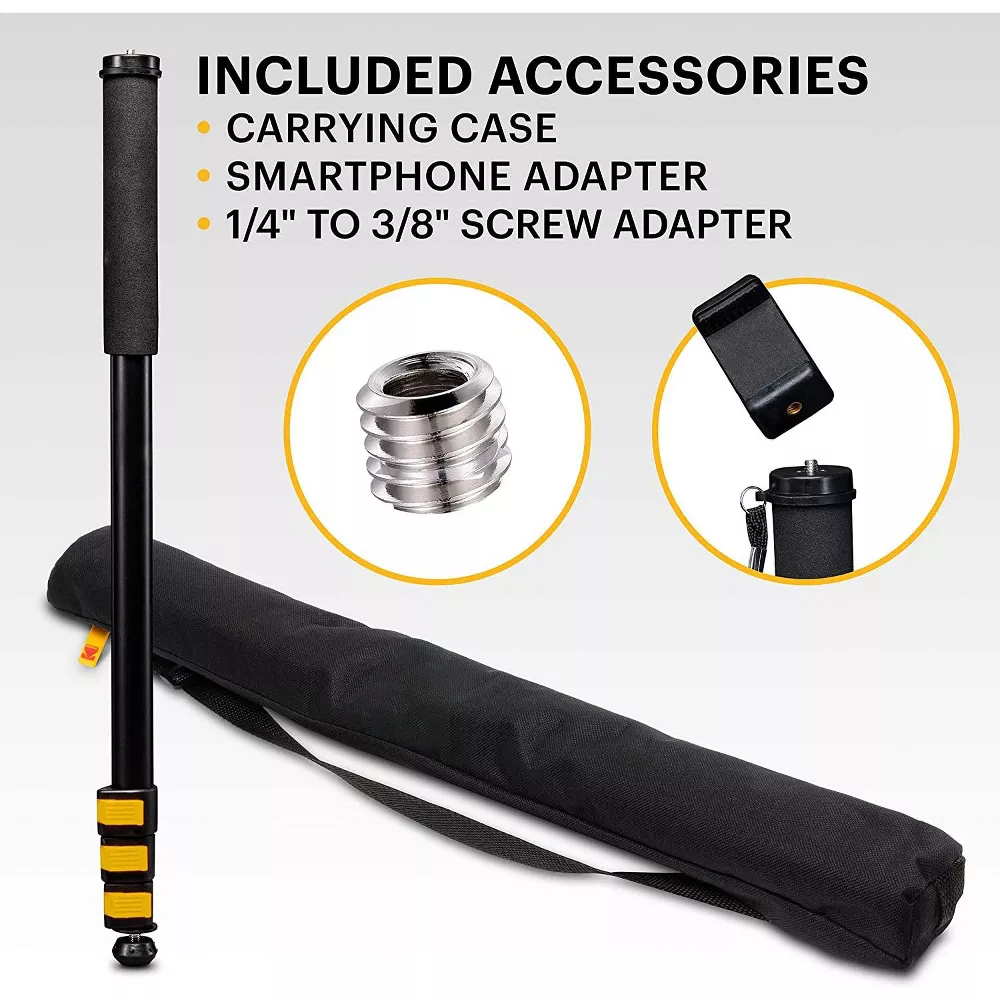 Telescoping Aluminum Camera Monopod with Multi‑Surface Stabilizing Foot
