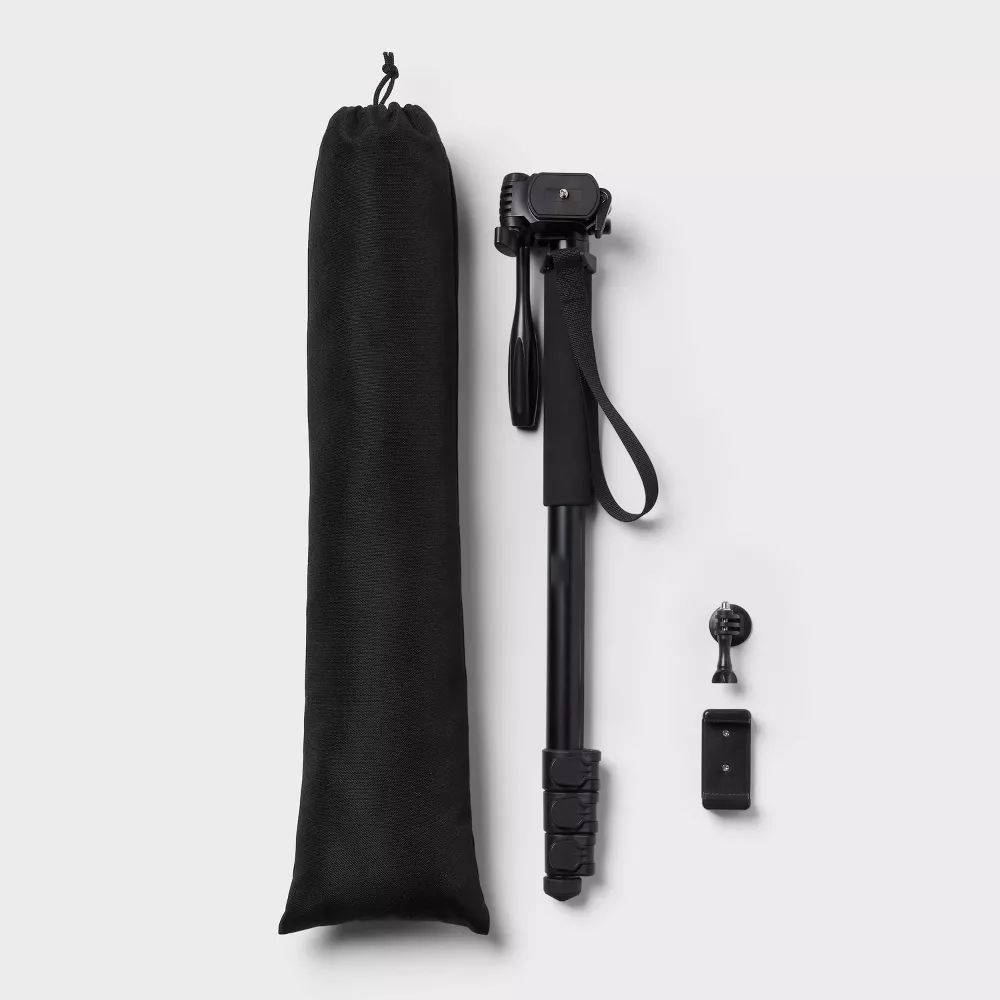 Telescoping Monopod with 3‑Way Panhead and Multi‑Device Mounts